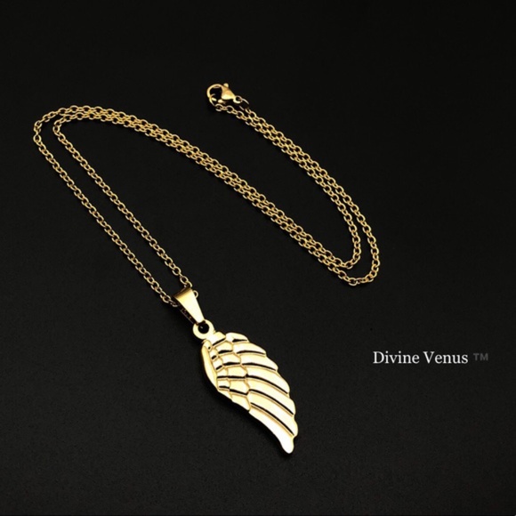 Angel Wing Necklace | Gold Plated Stainless Steel - Picture 1 of 9